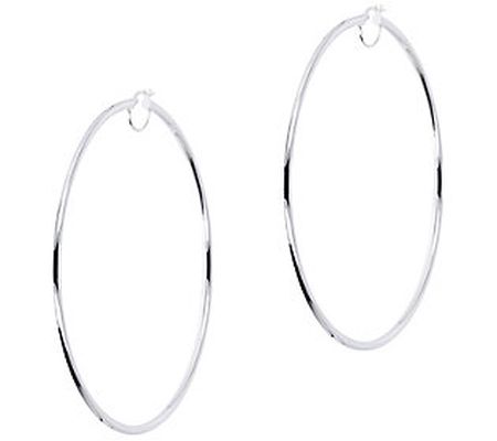 UltraFine Silver Polished 3-1/2" Round Hoop Ear rings