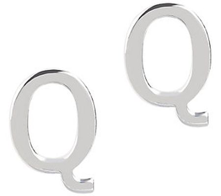 UltraFine Silver Polished Initial Stud Earrings