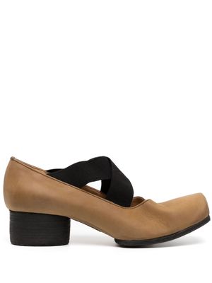 Uma Wang 40mm square-toe leather ballerina shoes - Brown