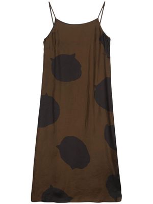 Uma Wang Anaya abstract-print midi dress - Brown