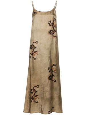 Uma Wang Anaya dragon-print slip dress - Neutrals