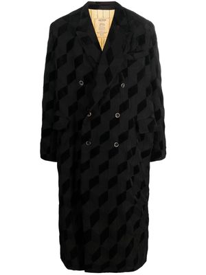 Uma Wang argyle-check pattern coat - Black