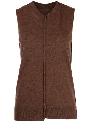 Uma Wang asymmetric knitted cashmere vest - Brown