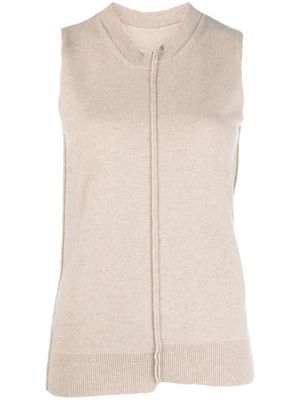 Uma Wang asymmetric knitted cashmere vest - Neutrals