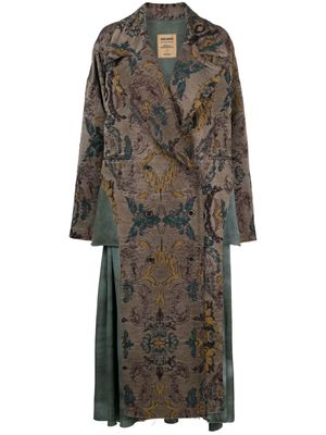Uma Wang asymmetric layered double-breasted coat - Multicolour