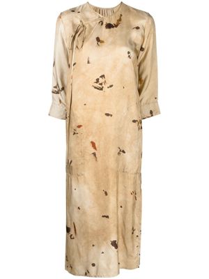 Uma Wang blotch-print mid-length dress - Neutrals