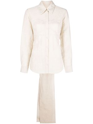 Uma Wang bow-embellished long-sleeve shirt - Neutrals