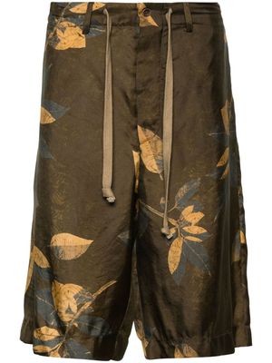 Uma Wang branches-print bermuda shorts - Brown