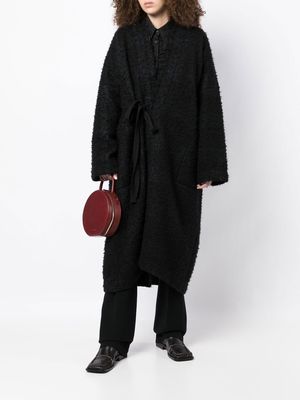 Uma Wang brushed tied-waist long coat - Black