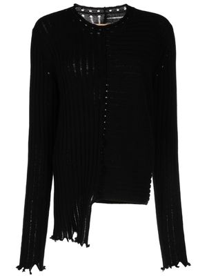 Uma Wang distressed-effect asymmetric cashmere jumper - Black