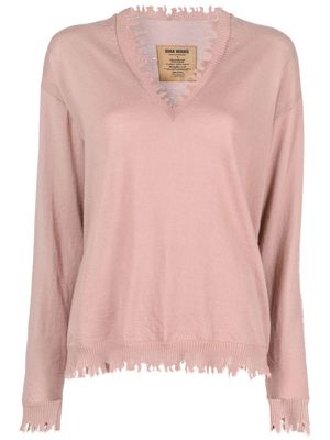 Uma Wang distressed-effect cashmere jumper - Pink