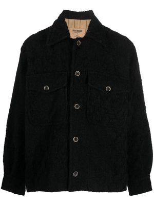 Uma Wang distressed-effect knitted shirt jacket - Black