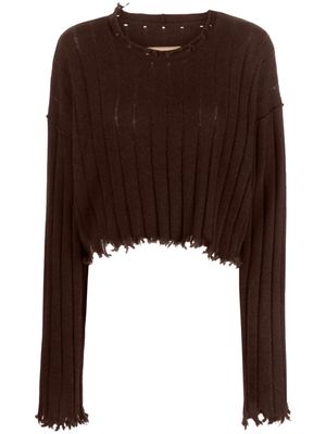 Uma Wang distressed-efffect cashmere jumper - Brown