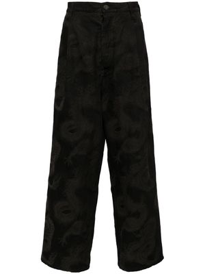 Uma Wang dragon-jacquard wide-leg trousers - Black