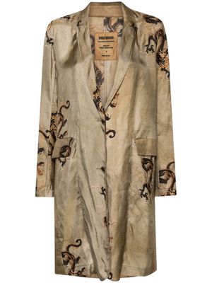 Uma Wang dragon-print buttoned coat - Neutrals