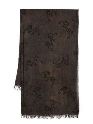 Uma Wang Dragon-print cotton scarf - Brown