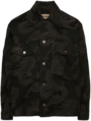 Uma Wang dragon-print denim jacket - Brown