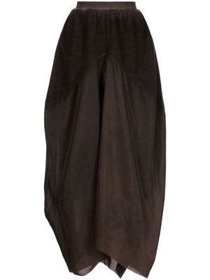 Uma Wang draped asymmetric maxi skirt - Brown