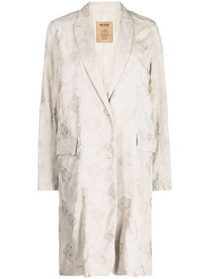 Uma Wang floral-embroidered single-breasted coat - Silver
