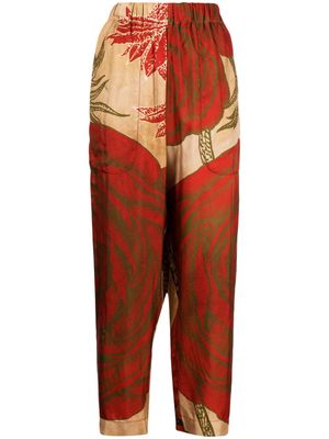 Uma Wang floral-print tapered trousers - Brown
