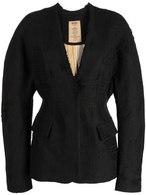 Uma Wang frayed-detail fitted blazer - Black