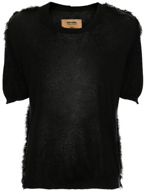 Uma Wang frayed-edge fine-knit T-shirt - Black