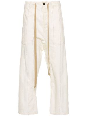 Uma Wang frayed striped tapered trousers - Neutrals