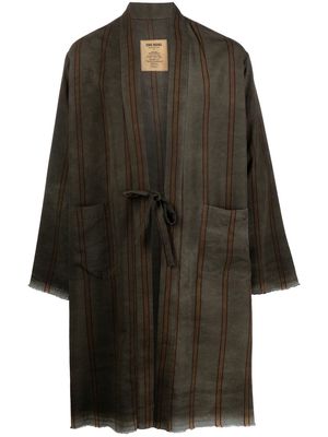 Uma Wang front-tie striped coat - Green