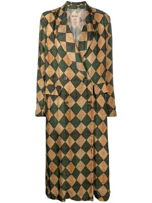 Uma Wang harlequin-print double-breasted coat - Green