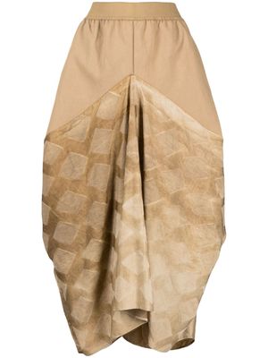 Uma Wang jacquard draped maxi skirt - UW200 TAN