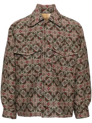 Uma Wang jacquard-pattern shirt jacket - Brown