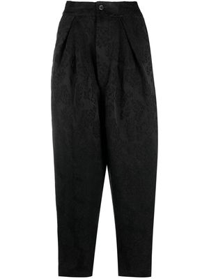 Uma Wang jacquard pleated tapered trousers - Black