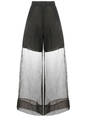 Uma Wang layered sheer-design silk trousers - Grey