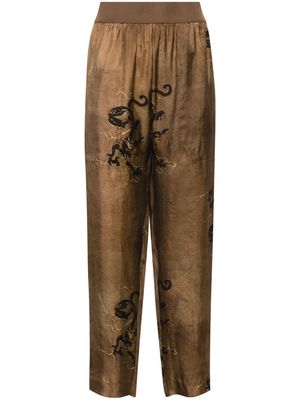 Uma Wang Palmer dragon-print trousers - Brown