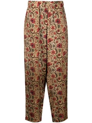 Uma Wang Palmer floral-print tapered trousers - Neutrals