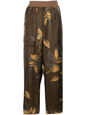 Uma Wang Palmer motif-print trousers - Brown