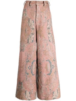 Uma Wang patterned-jacquard straight-leg trousers - Multicolour