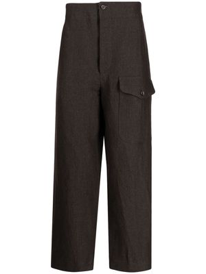 Uma Wang Paxton herringbone-pattern trousers - Brown