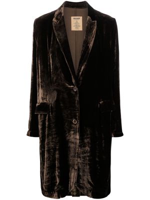 Uma Wang peak-lapel velvet coat - Brown