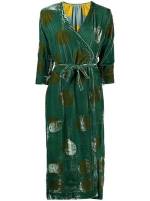 Uma Wang polka-dot print velvet-effect dress - Green