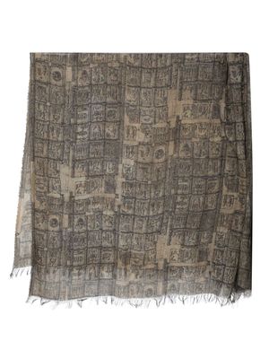 Uma Wang printed cotton scarf - Brown