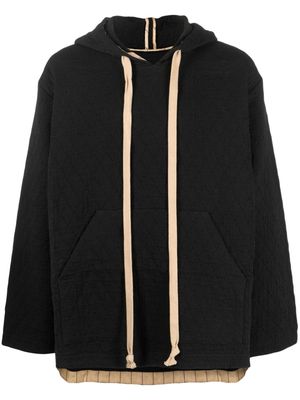 Uma Wang quilted drawstring hoodie - Black