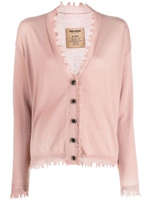 Uma Wang raw-cut cashmere cardigan - Pink