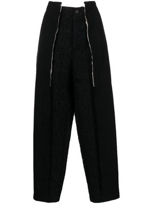 Uma Wang raw-cut patterned-jacquard trousers - Black