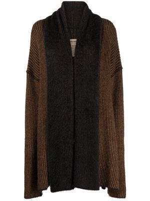Uma Wang ribbed-knit frayed cardigan - Brown
