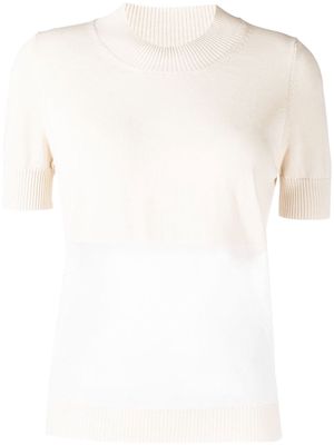 Uma Wang ribbed short-sleeved knitted top - White