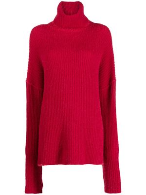 Uma Wang roll-neck ribbed-knit jumper - Red