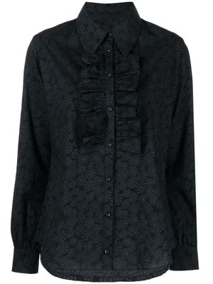 Uma Wang ruffle-detail cotton shirt - Black