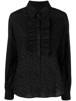 Uma Wang ruffled long-sleeve shirt - Black