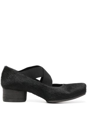 Uma Wang square-toe leather ballerina shoes - Black